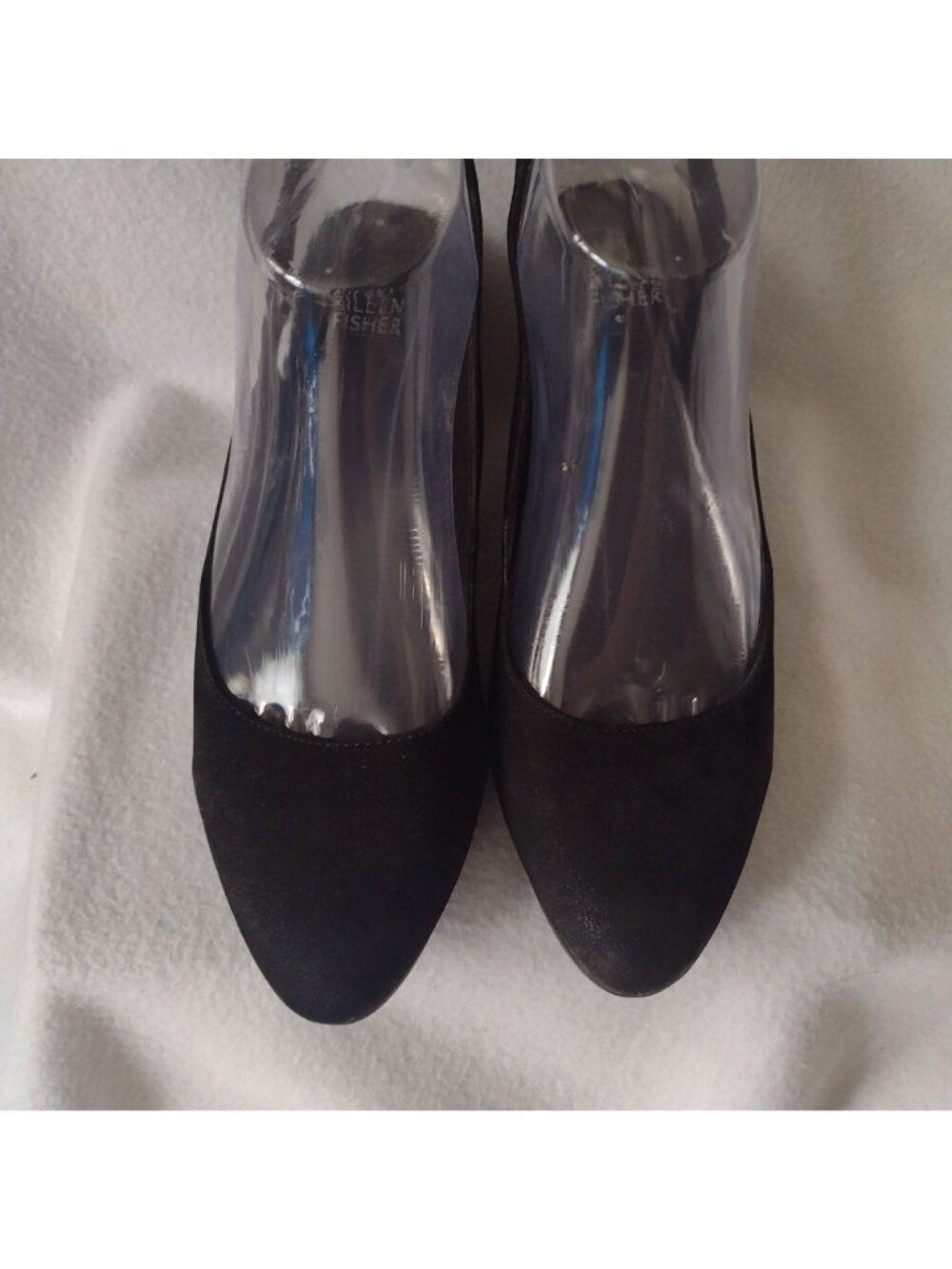 Eileen Fisher Milla Black Leather Slingback Heels 7.5 Nubuck Heels - Picture 3 of 9